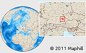 Shaded Relief Location Map of Regensburg