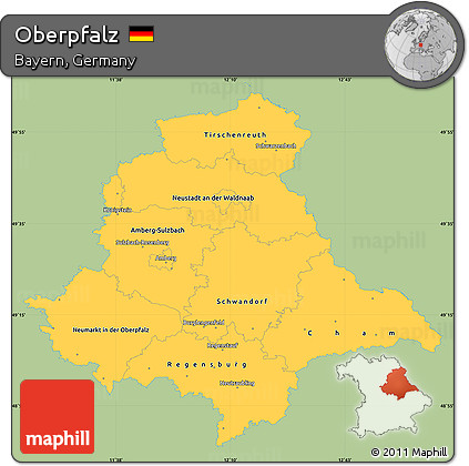 Savanna Style Simple Map of Oberpfalz, single color outside