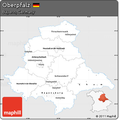 Silver Style Simple Map of Oberpfalz, single color outside