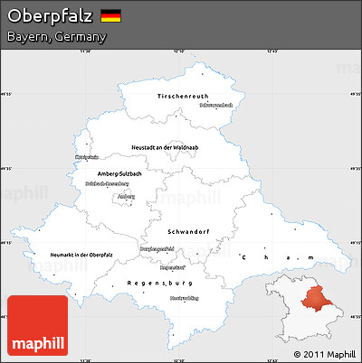 Silver Style Simple Map of Oberpfalz, single color outside