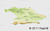 Physical Panoramic Map of Bayern, single color outside