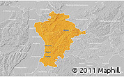Political 3D Map of Aichach-Friedberg, lighten, desaturated