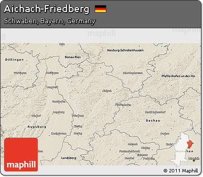 Shaded Relief 3D Map of Aichach-Friedberg