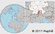Gray Location Map of Aichach-Friedberg, highlighted country, highlighted parent region