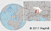 Gray Location Map of Aichach-Friedberg, highlighted parent region, highlighted grandparent region, hill shading