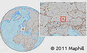 Gray Location Map of Aichach-Friedberg, hill shading