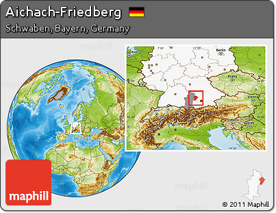 Physical Location Map of Aichach-Friedberg, highlighted country, highlighted parent region