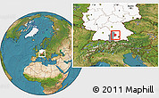 Satellite Location Map of Aichach-Friedberg, highlighted country, highlighted parent region