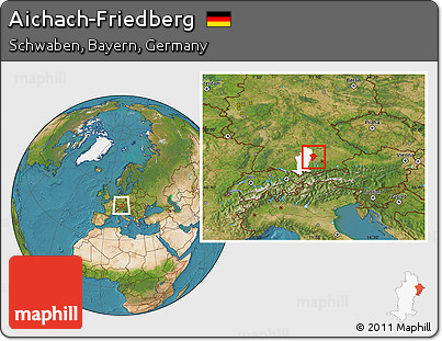 Satellite Location Map of Aichach-Friedberg, highlighted parent region