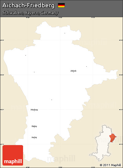 Classic Style Simple Map of Aichach-Friedberg, single color outside
