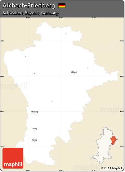 Classic Style Simple Map of Aichach-Friedberg, single color outside