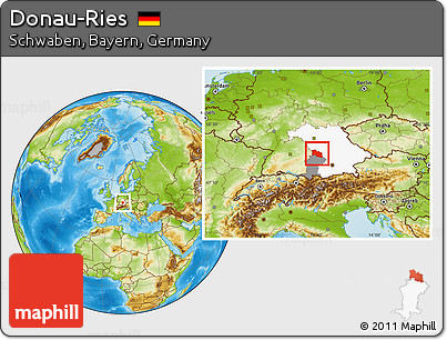 Physical Location Map of Donau-Ries, highlighted parent region, highlighted grandparent region