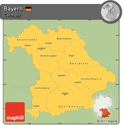 Savanna Style Simple Map of Bayern, single color outside