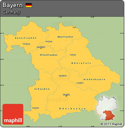 Savanna Style Simple Map of Bayern, single color outside