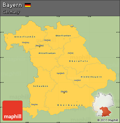 Savanna Style Simple Map of Bayern, single color outside