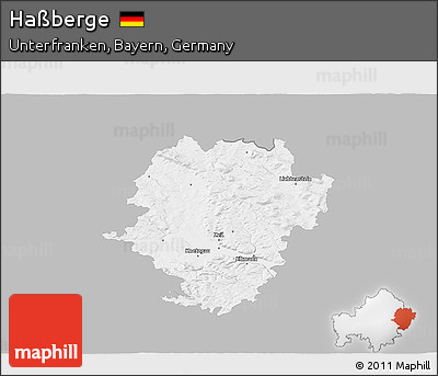 Gray 3D Map of Haßberge, single color outside