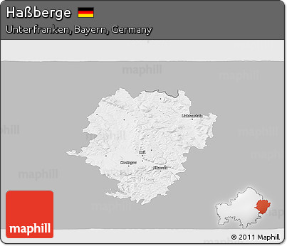 Gray 3D Map of Haßberge, single color outside
