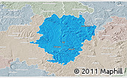 Political 3D Map of Haßberge, lighten, semi-desaturated