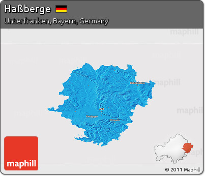Political 3D Map of Haßberge, single color outside