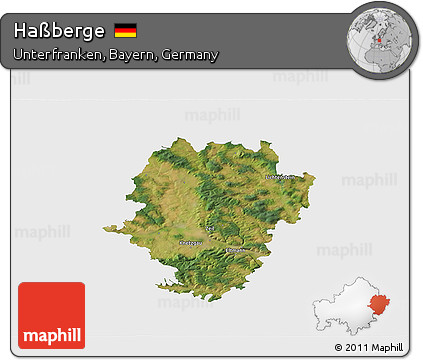 Satellite 3D Map of Haßberge, single color outside