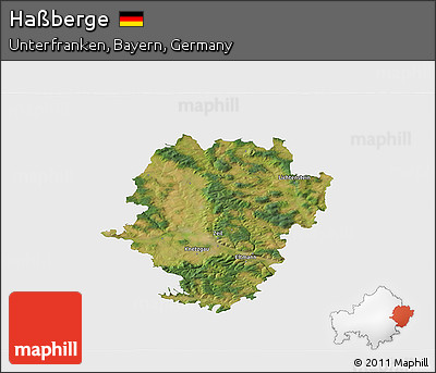 Satellite 3D Map of Haßberge, single color outside