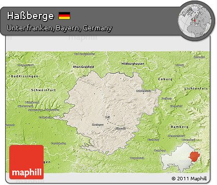 Shaded Relief 3D Map of Haßberge, physical outside