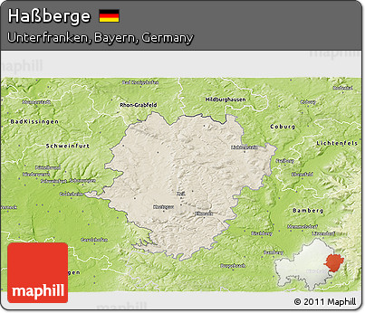 Shaded Relief 3D Map of Haßberge, physical outside