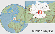 Savanna Style Location Map of Haßberge, highlighted country, highlighted parent region, hill shading