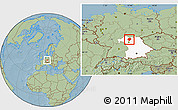 Savanna Style Location Map of Haßberge, highlighted grandparent region, hill shading