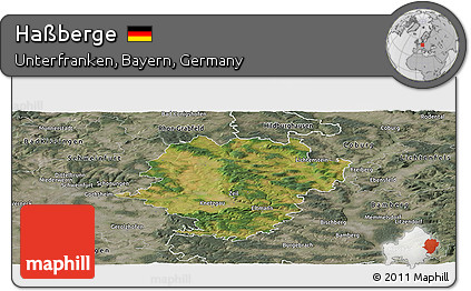 Satellite Panoramic Map of Haßberge, semi-desaturated