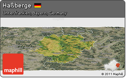Satellite Panoramic Map of Haßberge, semi-desaturated