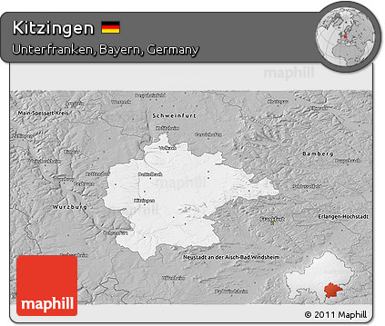 Gray 3D Map of Kitzingen