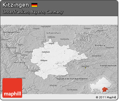 Gray 3D Map of Kitzingen