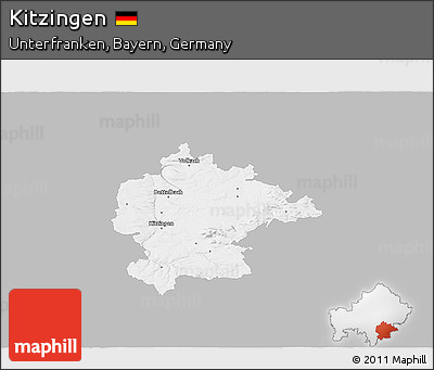 Gray 3D Map of Kitzingen, single color outside