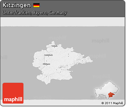 Gray 3D Map of Kitzingen, single color outside