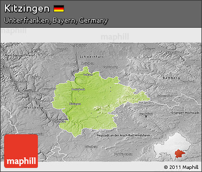 Physical 3D Map of Kitzingen, desaturated