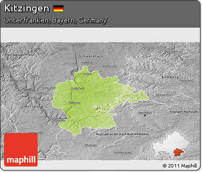 Physical 3D Map of Kitzingen, desaturated
