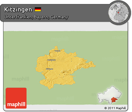 Savanna Style 3D Map of Kitzingen, single color outside