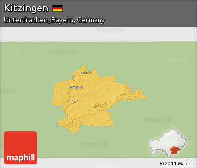Savanna Style 3D Map of Kitzingen, single color outside