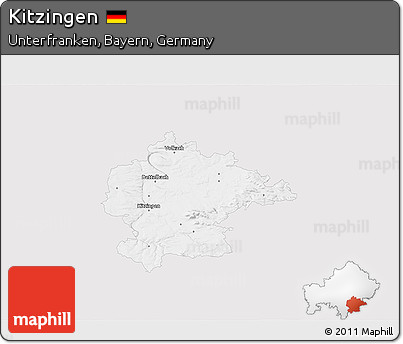 Silver Style 3D Map of Kitzingen, single color outside