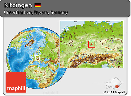 Physical Location Map of Kitzingen