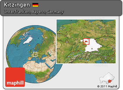 Satellite Location Map of Kitzingen, highlighted grandparent region