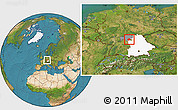 Satellite Location Map of Kitzingen, highlighted parent region, highlighted grandparent region