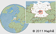 Savanna Style Location Map of Kitzingen, highlighted country, highlighted parent region, hill shading