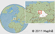 Savanna Style Location Map of Kitzingen, highlighted grandparent region, hill shading