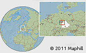 Savanna Style Location Map of Kitzingen, highlighted parent region, highlighted grandparent region, within the entire country, hill shading