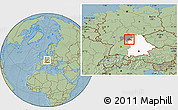 Savanna Style Location Map of Kitzingen, highlighted parent region, highlighted grandparent region, hill shading