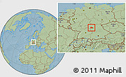 Savanna Style Location Map of Kitzingen, hill shading