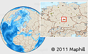 Shaded Relief Location Map of Kitzingen, highlighted parent region