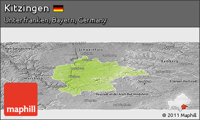 Physical Panoramic Map of Kitzingen, desaturated